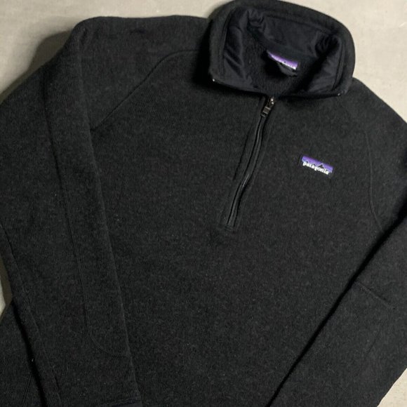 Patagonia Jackets & Blazers - Womens Patagonia Better Sweater Sz M 1/4 Zip Black Fleece Hiking Outdoor